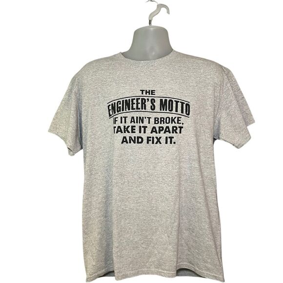 The Engineer’s Motto Humor Men's Size Large Graphic Tee Shirt Gray - Picture 1 of 3